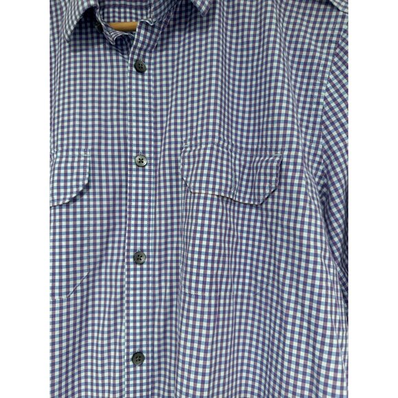 EXPRESS Men's Casual Button Down Shirt Large Fitted Blue Purple Plaid - Picture 2 of 7